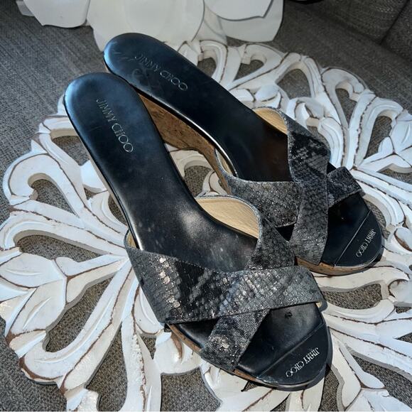 Jimmy Choo Wedge Platform Sandals Shoes Women’s 38.5 US 8.5 - Picture 2 of 10